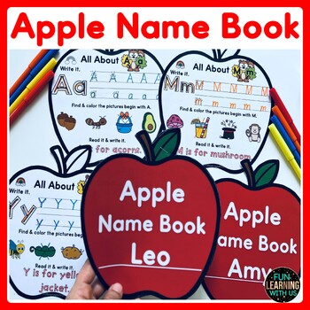Preview of Apple Name Craft Book | Apple Week Alphabet Tracing Worksheets