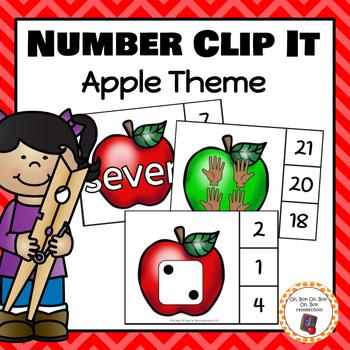 apple number 0 20 clip it cards s by oh boy homeschool tpt