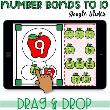 Preview of Apple Number Bonds to 10 for GOOGLE Slides Activity