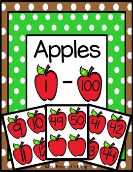 apple number flashcards 1 100 by mrs bennetts bling tpt