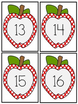 number flashcards 1 40 apple motif by moe and bella tpt