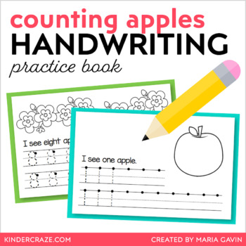 Preview of Apple Number Handwriting Practice Book