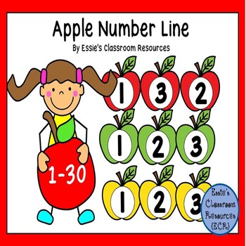 apple number line 1 30 by essies classroom resources tpt