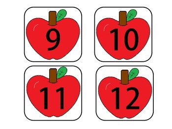 apple number line cards 1 100 by mrs thompsons treasures tpt