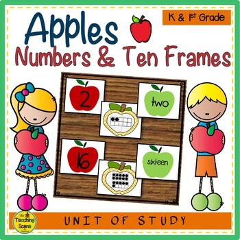 Preview of Apples 0-25 Number, Ten Frame & Number Word Match