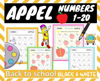 Preview of Apple Numbers 0-20 Dab It.Color by Number - back to school