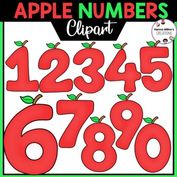 Apple Numbers Clipart 0-9 by Hamna Million's Creations | TpT