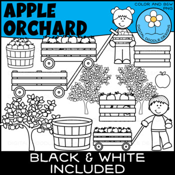 orchard clipart black and white