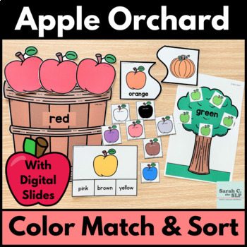 Preview of Apples Sorting by Color & Size Printable & Digital Activities for Language