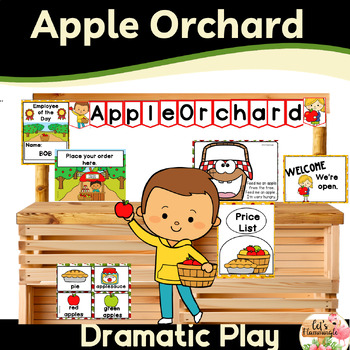 Preview of Apple Orchard Fall Dramatic Play Center with Phonics Math  Science Activities