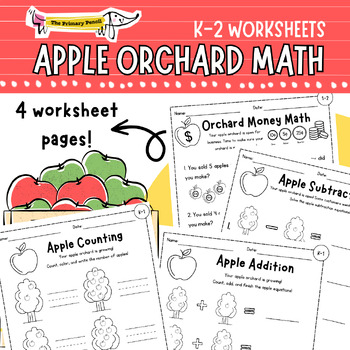 Preview of Apple Orchard September Math Pages | Counting, Addition, Subtraction, & Coins