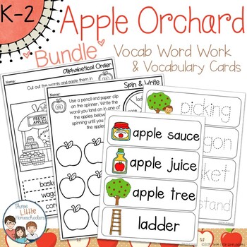 Preview of Apple Orchard Spelling Word Work and Vocabulary Cards Bundle - Distance Learning