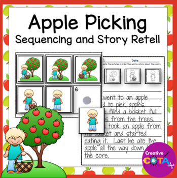 Preview of Fall Apple Picking Story Retell Sequencing Pictures and Writing Activities