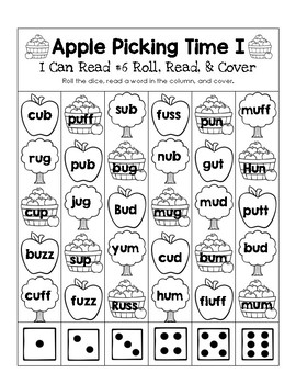 Apple Picking Time - I Can Read It! Roll, Read, and Cover (Lesson 6)