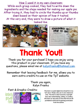 Apple Pie Worksheet by Kalyn Franks Primary Classroom Products TpT