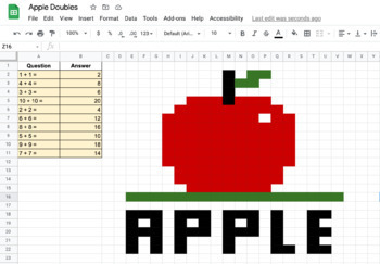 Preview of Apple Pixel Art - Adding Doubles 