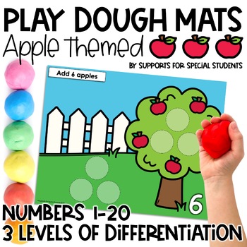 Preview of Apple Play Dough Counting Mats for Back to School