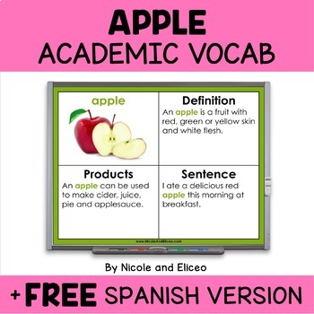 Preview of Digital Apple Projectable Academic Vocabulary + FREE Spanish