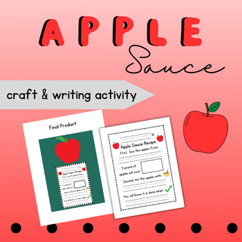 Preview of Apple Sauce Craft, Differentiated Writing Prompts, & 5 Senses Activities