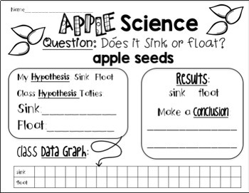 Apple Science Freebie: Sink or Float? by First Grade Roars | TpT