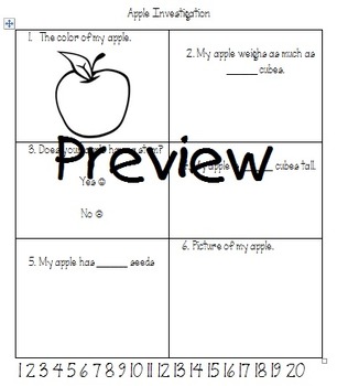 Preview of Apple Science Observation Data Sheet (Small Group)