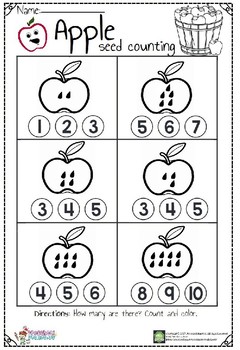 Apple Counting Worksheets Teachers Pay Teachers