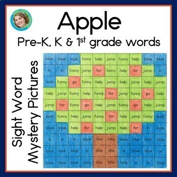 Preview of Apple Color by Sight Word Worksheets pre-primer | primer | first grade