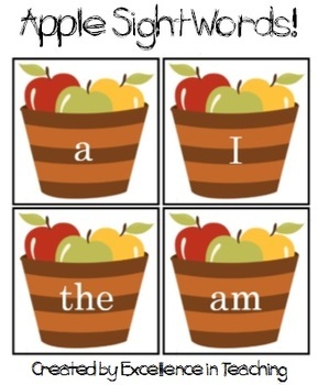 Preview of Apple Sight Words Flash Cards FREEBIE!