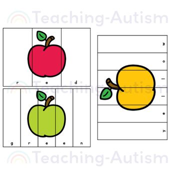 Apple Spelling Puzzles | Apples Task Box for Special Education | TPT