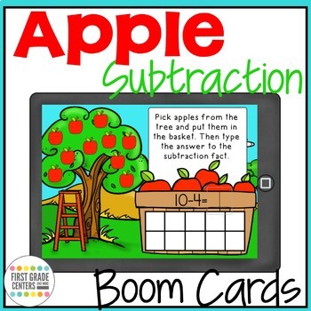 Preview of Subtraction Boom Cards Apple FREE