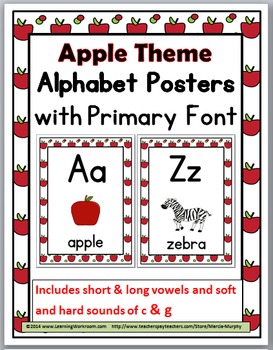 Preview of Apple Theme Classroom Decor Alphabet Posters