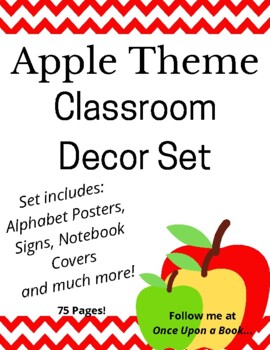 Preview of Apple Theme Classroom Decor Set with Notebook Covers