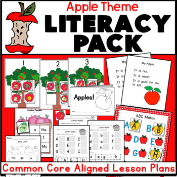 Preview of Apple Theme Kindergarten Literacy Activities ELA Skills PACK