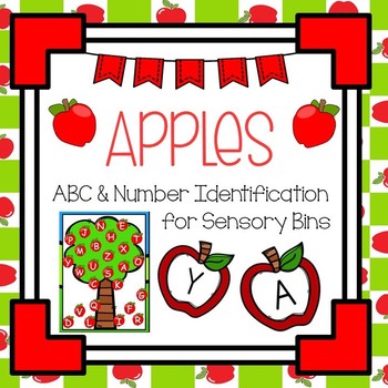 Preview of Apple Theme Letter and Number Identification Sensory Bin Center for PreK