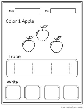 Apple Theme Number 1-20 Tracing and Writing Worksheets | TPT