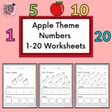 Apple Theme Number 1-20 Tracing and Writing Worksheets