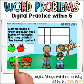 Preview of Apple-Themed Addition and Subtraction within 5 Word Problems - Google Slides/PPT