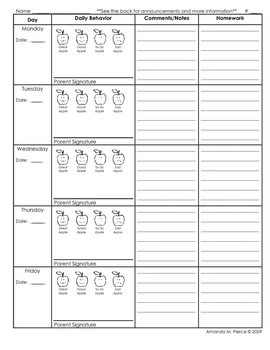Preview of Apple Themed Behavior Clip Chart AND Take Home Behavior Chart