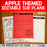 Apple Themed Editable Emergency Sub Plans, No-Prep Substit