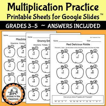 Apple Themed Multiplication Practice for Grades 3-5 | TPT