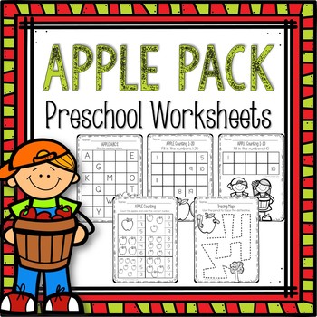 Apple Worksheets-Preschool by The Picture Book Cafe | TPT