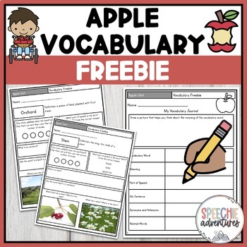 Preview of Apple Themed Vocabulary Worksheets Freebie