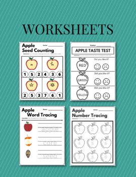 Apple-Themed Worksheets, Craft, Sensory Cards by GoldenGraphicFinds