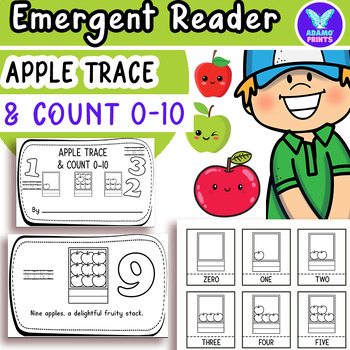 Preview of Apple Trace & Count 0-10 Math Emergent Reader Kindergarten NO PREP Activities