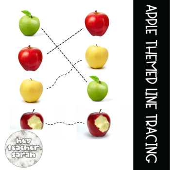 Preview of Apple Tracing - Pre Writing Practice with Matching Apples