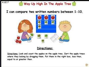 Preview of Apple Tree-Comparing 2 Written Numbers: Activeboard center (K.CC.7)