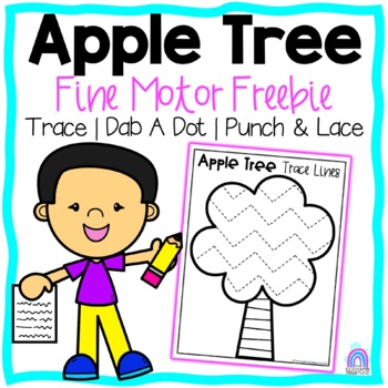 Preview of Apple Tree Fine Motor Tasks | Trace | Dab A Dot | Punch & Lace - Freebie