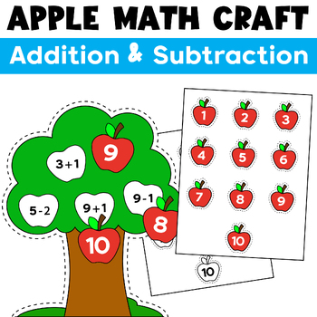 Preview of Apple Tree Math Craft: Addition and Subtraction within 10 | Math Centers | Fall