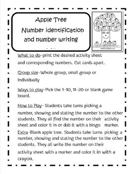 Preview of Apple Tree Number Identification and Number Writing 1-20.