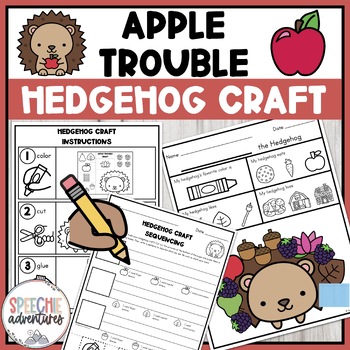 Preview of Apple Trouble Hedgehog Craftivity for Speech Therapy